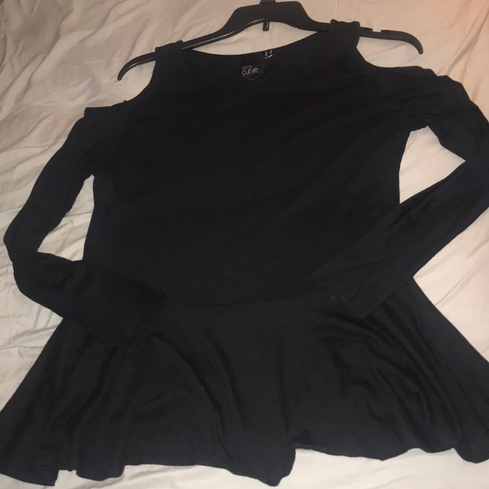 Black cold shoulder peplum top